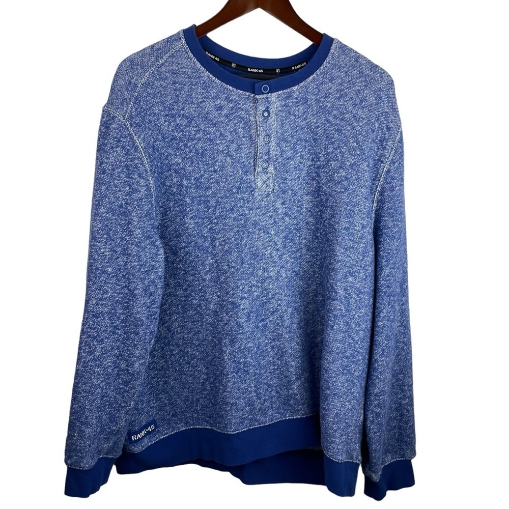 Rank 45 | Blue White Heather Snap Neck Pullover Sweatshirt
